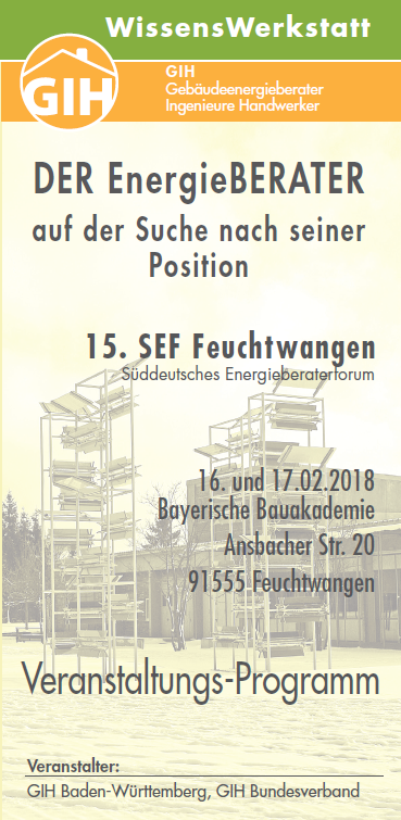 Programmflyer des 15. Süddeutschen Energieberaterforums 2018 in Feuchtwangen (© GIH)