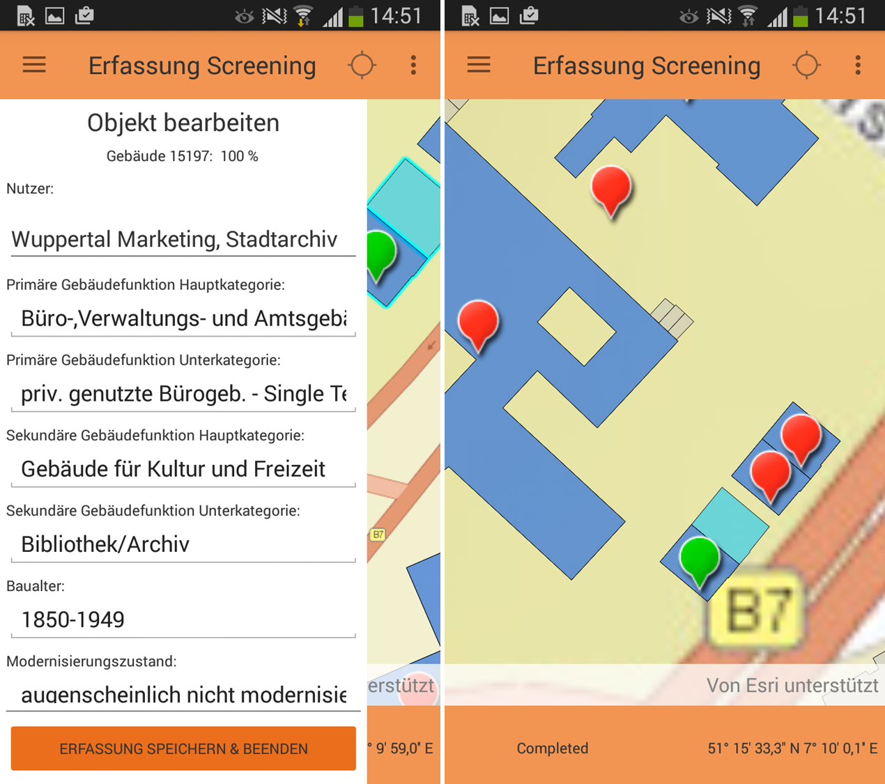 Screenshots der Smartphone-Applikation für das Screening (© BUW)