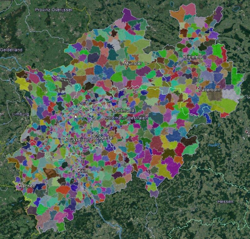 Einteilung von NRW in Erhebungsbezirke (© IÖR)